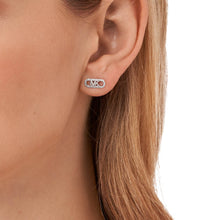 Load image into Gallery viewer, Michael Kors Sterling Silver Pave Empire Link Stud Earrings