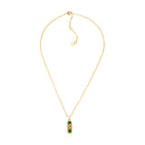 Michael Kors 14ct Yellow Gold Plated Brass Malachite Acetate Dog Tag Pendant with Chain