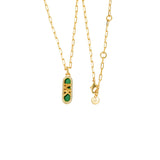 Michael Kors 14ct Yellow Gold Plated Brass Malachite Acetate Dog Tag Pendant with Chain
