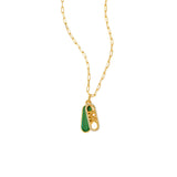 Michael Kors 14ct Yellow Gold Plated Brass Malachite Acetate Dog Tag Pendant with Chain