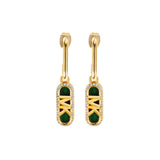 Michael Kors 14ct Yellow Gold Plated Brass Malachite Acetate Empire Charm Drop Earring