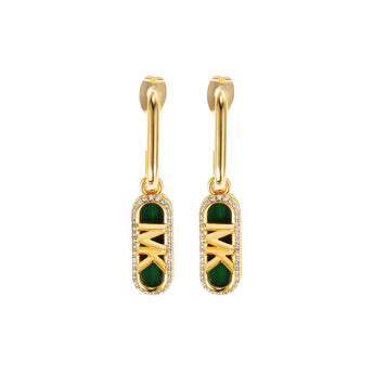 Michael Kors 14ct Yellow Gold Plated Brass Malachite Acetate Empire Charm Drop Earring