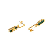 Load image into Gallery viewer, Michael Kors 14ct Yellow Gold Plated Brass Malachite Acetate Empire Charm Drop Earring