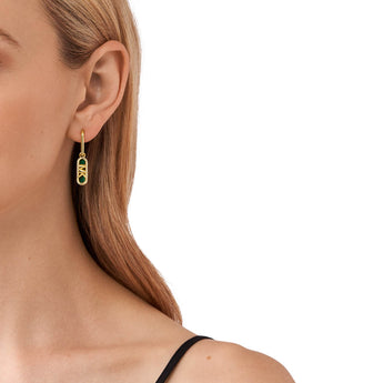 Michael Kors 14ct Yellow Gold Plated Brass Malachite Acetate Empire Charm Drop Earring