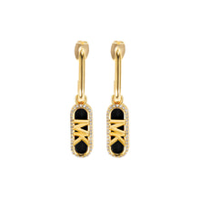 Load image into Gallery viewer, Michael Kors 14ct Yellow Gold Plated Brass Black Onyx Empire Charm Drop Earring