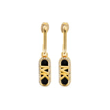 Michael Kors 14ct Yellow Gold Plated Brass Black Onyx Empire Charm Drop Earring