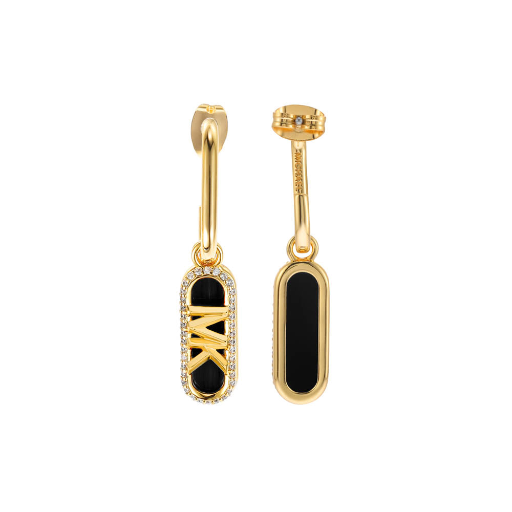 Michael Kors 14ct Yellow Gold Plated Brass Black Onyx Empire Charm Drop Earring