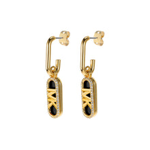 Load image into Gallery viewer, Michael Kors 14ct Yellow Gold Plated Brass Black Onyx Empire Charm Drop Earring