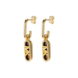 Michael Kors 14ct Yellow Gold Plated Brass Tiger's Eye Empire Charm Drop Earring
