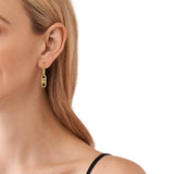 Michael Kors 14ct Yellow Gold Plated Brass Tiger's Eye Empire Charm Drop Earring