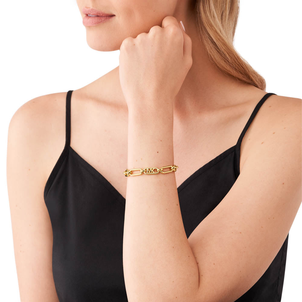 Michael Kors 14ct Yellow Gold Plated Brass Premium Empire Link Chain Bracelet