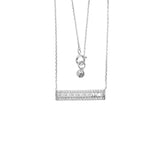 Michael Kors Sterling Silver Tapered Baguette Bar Earrings And Pendant With Chain Set