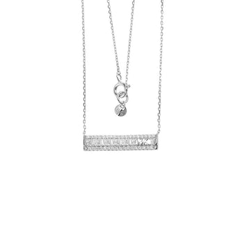 Michael Kors Sterling Silver Tapered Baguette Bar Earrings And Pendant With Chain Set