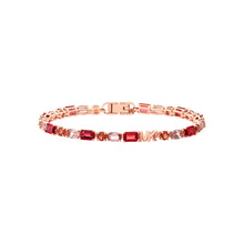 Load image into Gallery viewer, Michael Kors 14ct Rose Gold Plated Sterling Silver Premium Mixed Stone Tennis Bracelet