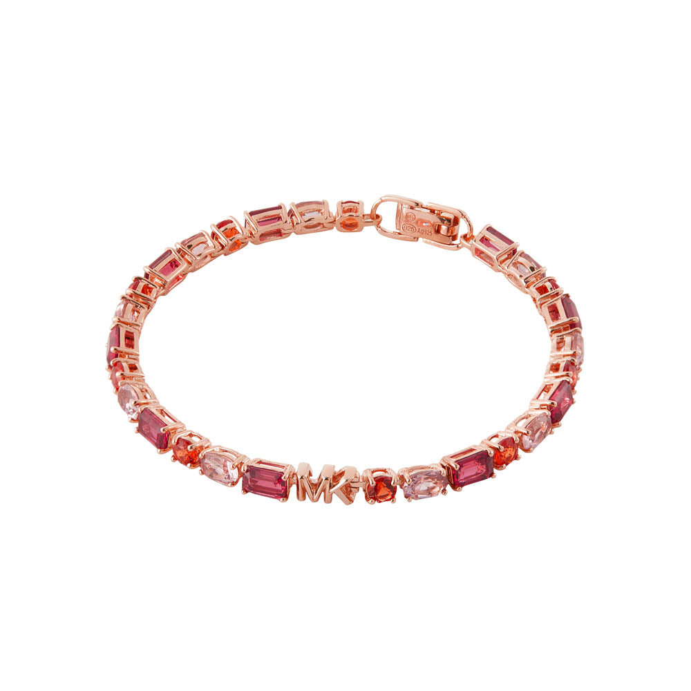 Michael Kors 14ct Rose Gold Plated Sterling Silver Premium Mixed Stone Tennis Bracelet