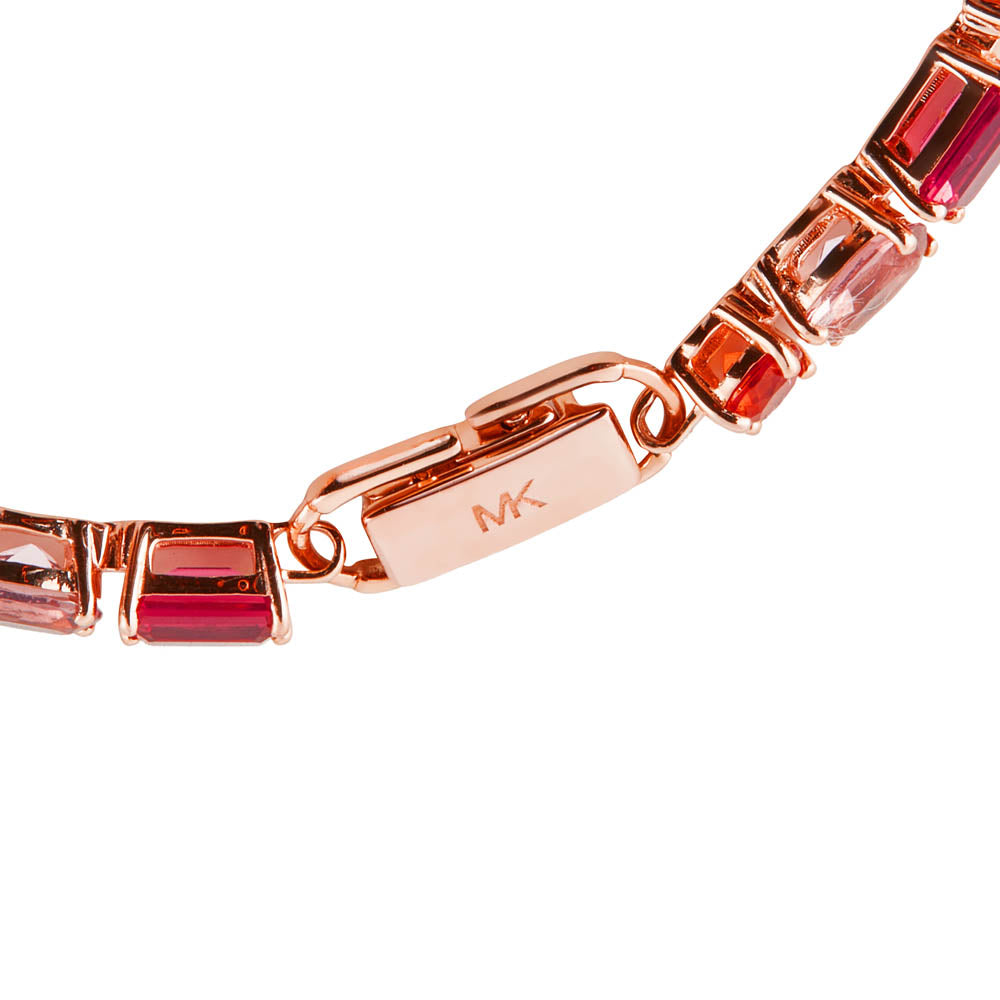 Michael Kors 14ct Rose Gold Plated Sterling Silver Premium Mixed Stone Tennis Bracelet