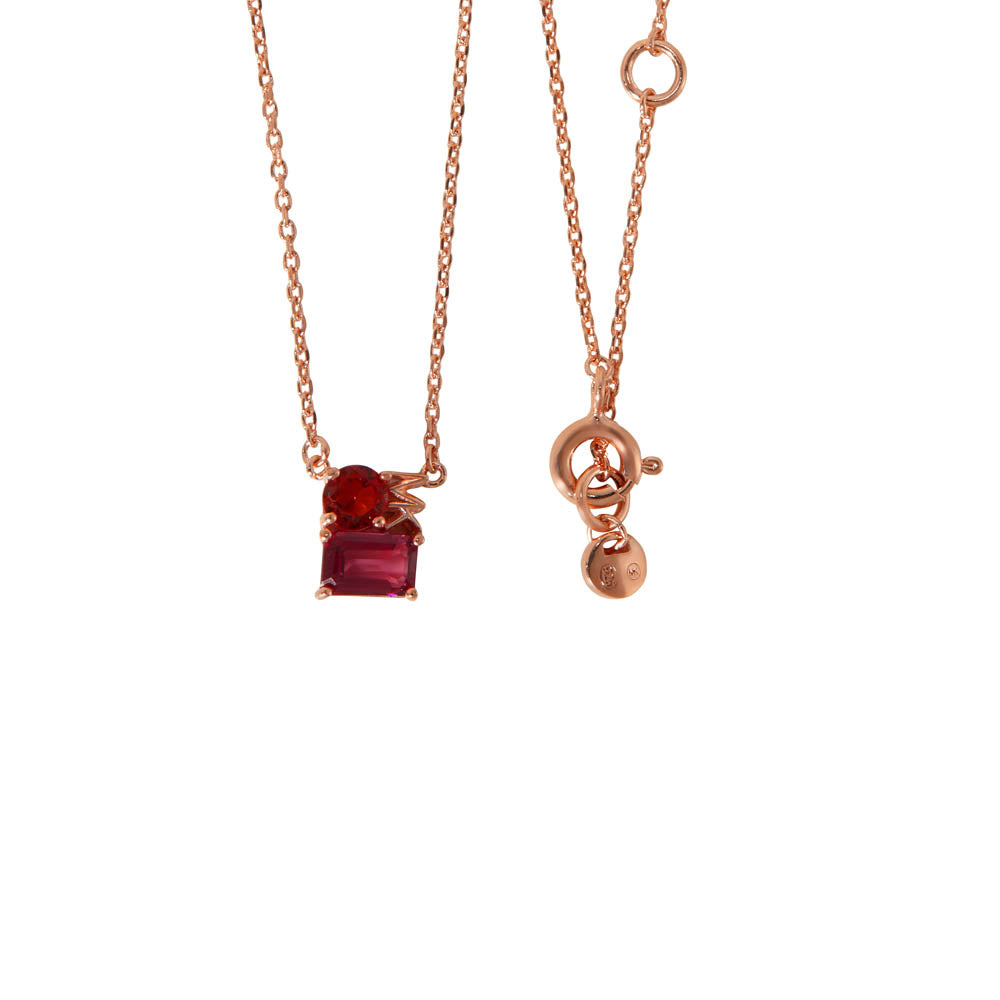 Michael Kors 14ct Rose Gold Plated Stainless Steel Premium Mixed Stone Pendant with Chain