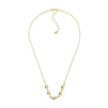 Emporio Armani Gold Plated Brass Sentimental CZ Pendant With Chain