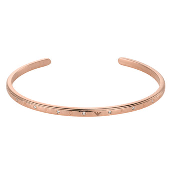 Emporio Armani Rose Gold Plated Sterling Silver CZ Cuff Bangle
