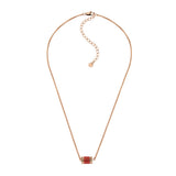 Emporio Armani Rose Gold Plated Stainless Steel Red Lacquer Pendant With Chain
