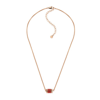 Emporio Armani Rose Gold Plated Stainless Steel Red Lacquer Pendant With Chain