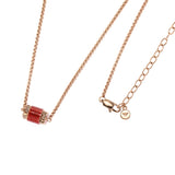 Emporio Armani Rose Gold Plated Stainless Steel Red Lacquer Pendant With Chain