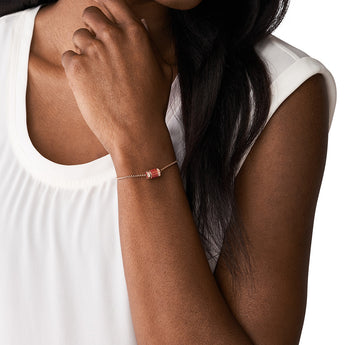 Emporio Armani Rose Gold Plated Stainless Steel Red Lacquer Bracelet