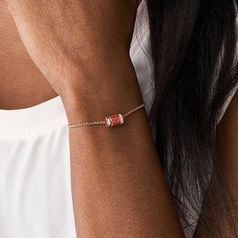 Emporio Armani Rose Gold Plated Stainless Steel Red Lacquer Bracelet