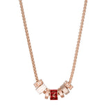 Emporio Armani Rose Gold Plated Stainless Steel Red Lacquer Components Pendant With Chain