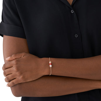 Emporio Armani Rose Gold Plated Stainless Steel Red Lacquer Components  Bracelet