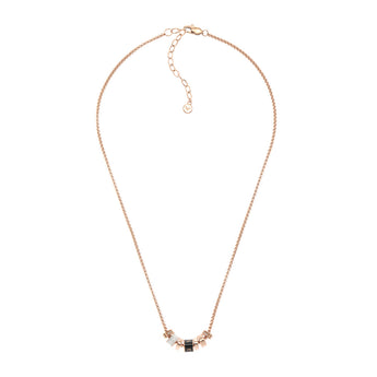 Emporio Armani Rose Gold Plated Stainless Steel Black Lacquer Components Pendant With Chain