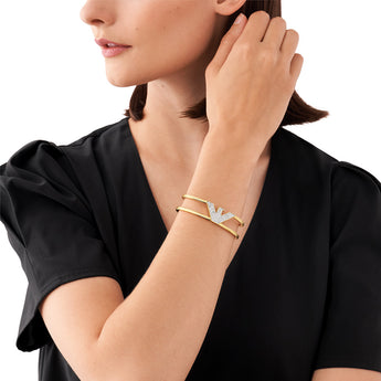 Emporio Armani Gold Plated Brass Fashion Cuff Bangle