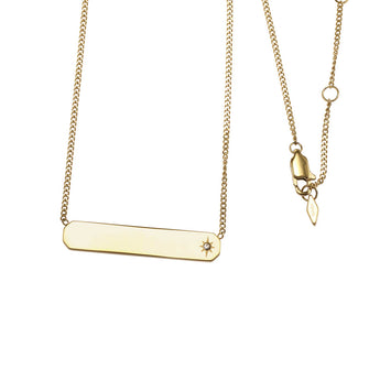 Fossil Yellow Gold Plated Stainless Steel Drew ID Pendant with Chain