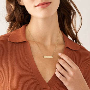 Fossil Yellow Gold Plated Stainless Steel Drew ID Pendant with Chain