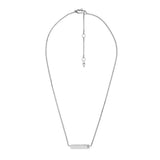 Fossil Silver Plated Stainless Steel Drew ID Pendant with Chain