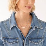 Fossil Silver Plated Stainless Steel Drew ID Pendant with Chain