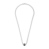 Emporio Armani Stainless Steel Black Marble Pendant On Chain