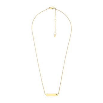 Fossil Yellow Gold Plated Stainless Steel Drew Bar Pendant with Chain