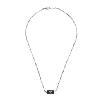 Emporio Armani Stainless Steel Black Matte Lacquer Pendant With Chain