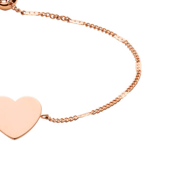 Fossil Rose Gold Plated Stainless Steel Drew Heart Bracelet
