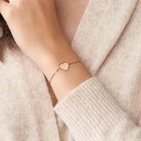 Fossil Rose Gold Plated Stainless Steel Drew Heart Bracelet