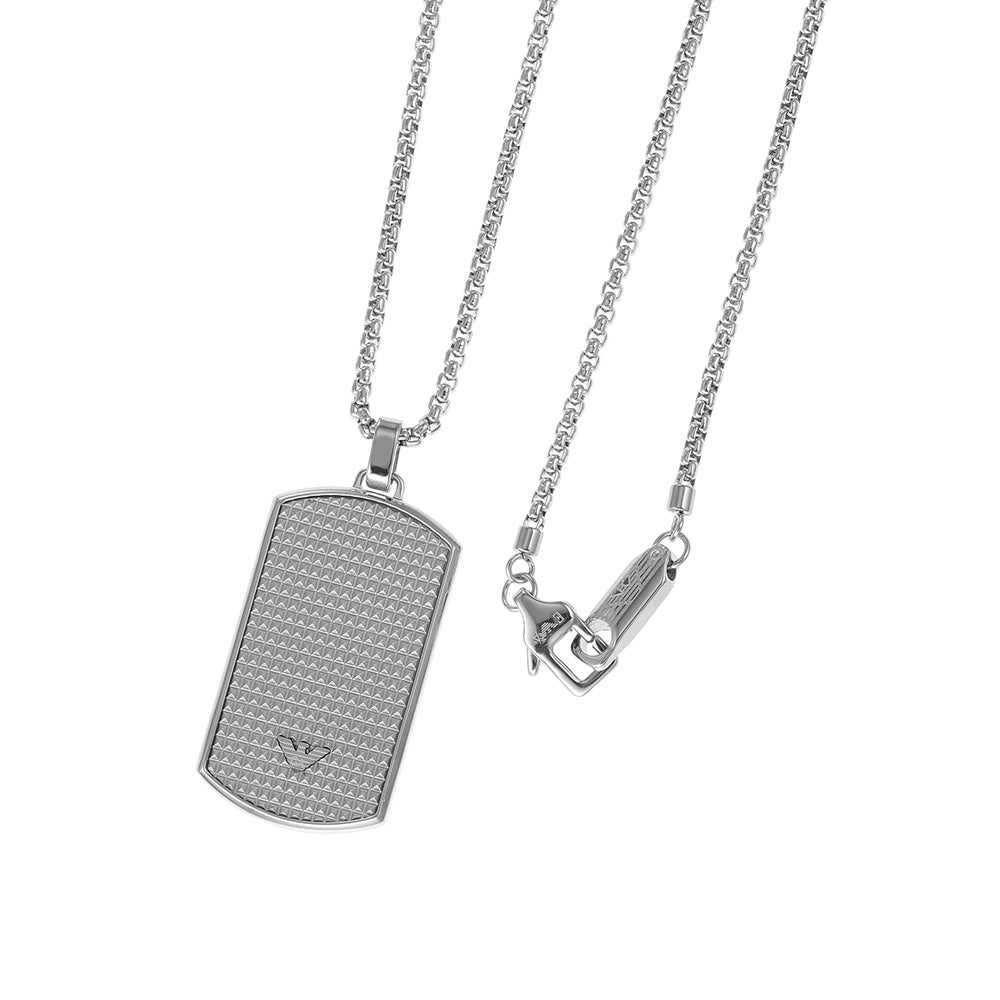 Emporio Armani Stainless Steel Dog Tag Pendant With Chain