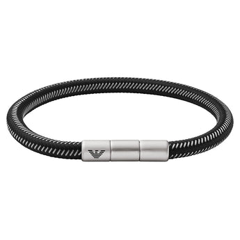 Emporio Armani Stainless Steel Black Nylon Bracelet