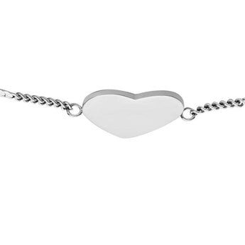 Fossil Silver Plated Stainless Steel Drew Heart Bracelet