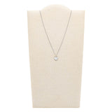 Fossil Silver Plated Stainless Steel Drew Heart Pendant with Chain