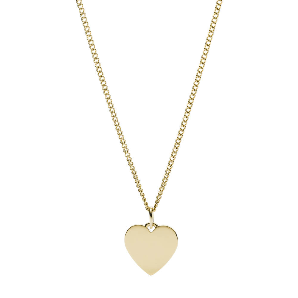 Fossil Yellow Gold Plated Stainless Steel Drew Heart Pendant with Chain