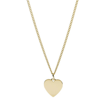 Fossil Yellow Gold Plated Stainless Steel Drew Heart Pendant with Chain