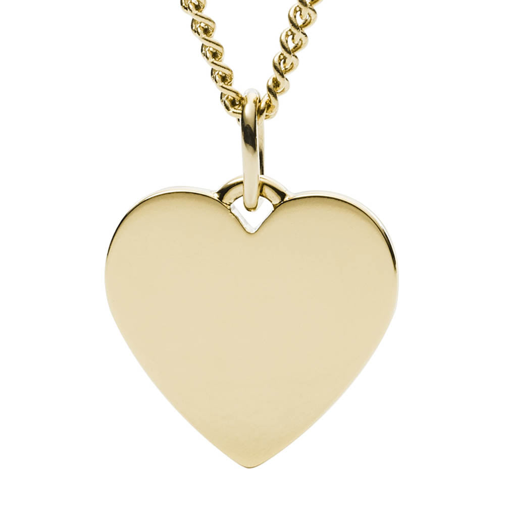 Fossil Yellow Gold Plated Stainless Steel Drew Heart Pendant with Chain