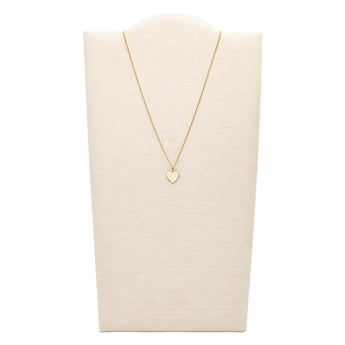 Fossil Yellow Gold Plated Stainless Steel Drew Heart Pendant with Chain