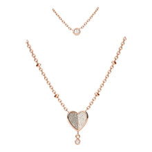 Load image into Gallery viewer, Fossil Rose Gold Plated Stainless Steel Sadie Flutter Heart Pendant with Multi-Strand Chain